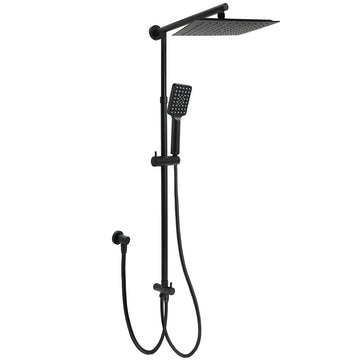 KYLINS 2-in-1 Square Rain Shower Head with Handheld Matt Black