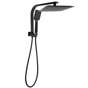 KYLINS Matt Black 10in Rain Shower Head 3-Mode Handheld with Gooseneck Arm Diverter
