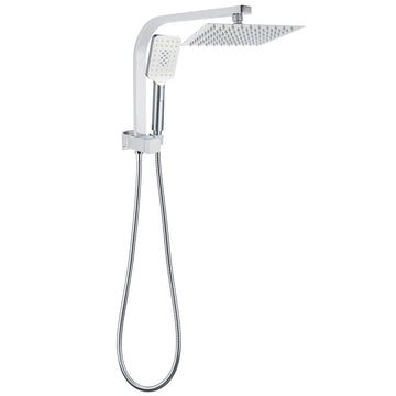 Square Rain Shower Head 8" 3-Mode Handheld with Diverter Chrome