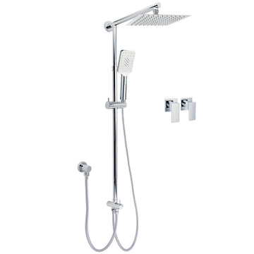 KYLINS Square Rain Shower Head 3 Mode Handheld with Twin Taps Chrome