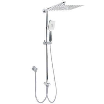 KYLINS 2-in-1 Square Rain Shower Head with Handheld Chrome 300mm