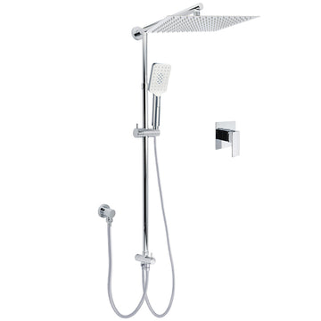 KYLINS 2-in-1 Square Rain Shower Head with Mixer Valve Chrome 300mm