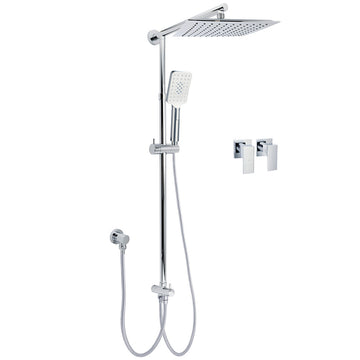 KYLINS Chrome Square 10 inch Rain Shower Head 3 Mode Handheld 2-in-1 Set