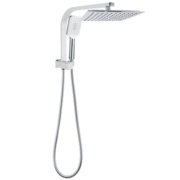 KYLINS 2in1 Square Shower Head 10" Rain and Handheld Chrome