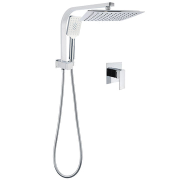 KYLINS Square Rain Shower Head 10 inch 3 Mode Handheld Diverter Wall Arm with Mixer