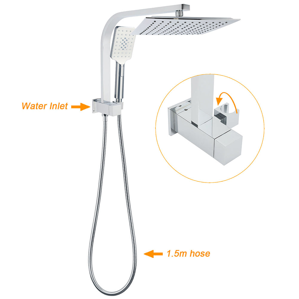KYLINS Square Rain Shower Head 10 inch 3 Mode Handheld Diverter Wall Arm with Mixer