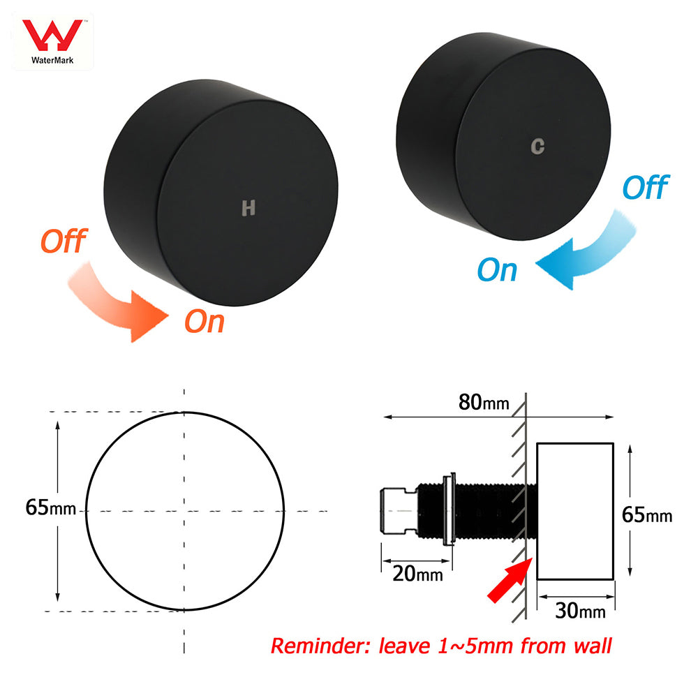 Matt Black Twin Shower Taps Set Stainless Steel