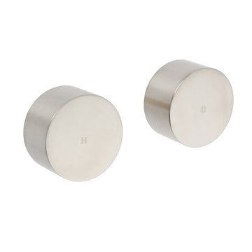 Brushed Nickel Twin Shower Taps Set Round