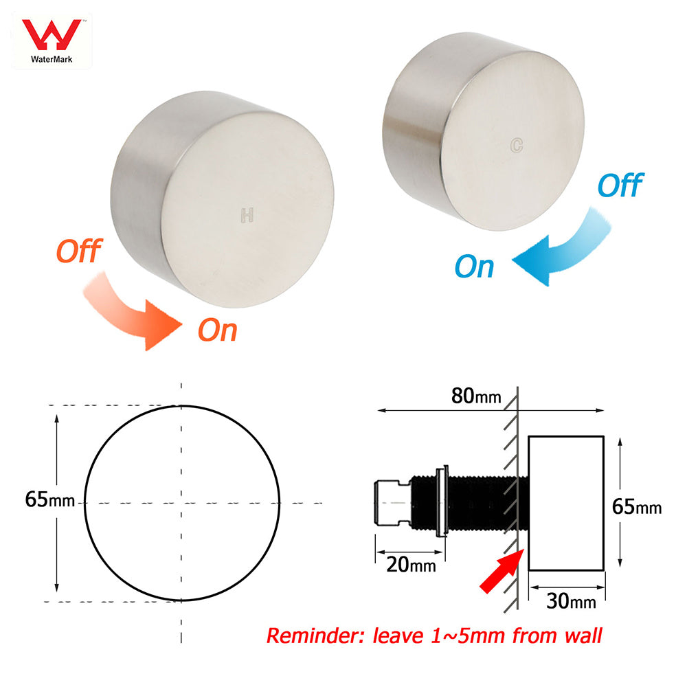 Brushed Nickel Twin Shower Taps Set Round