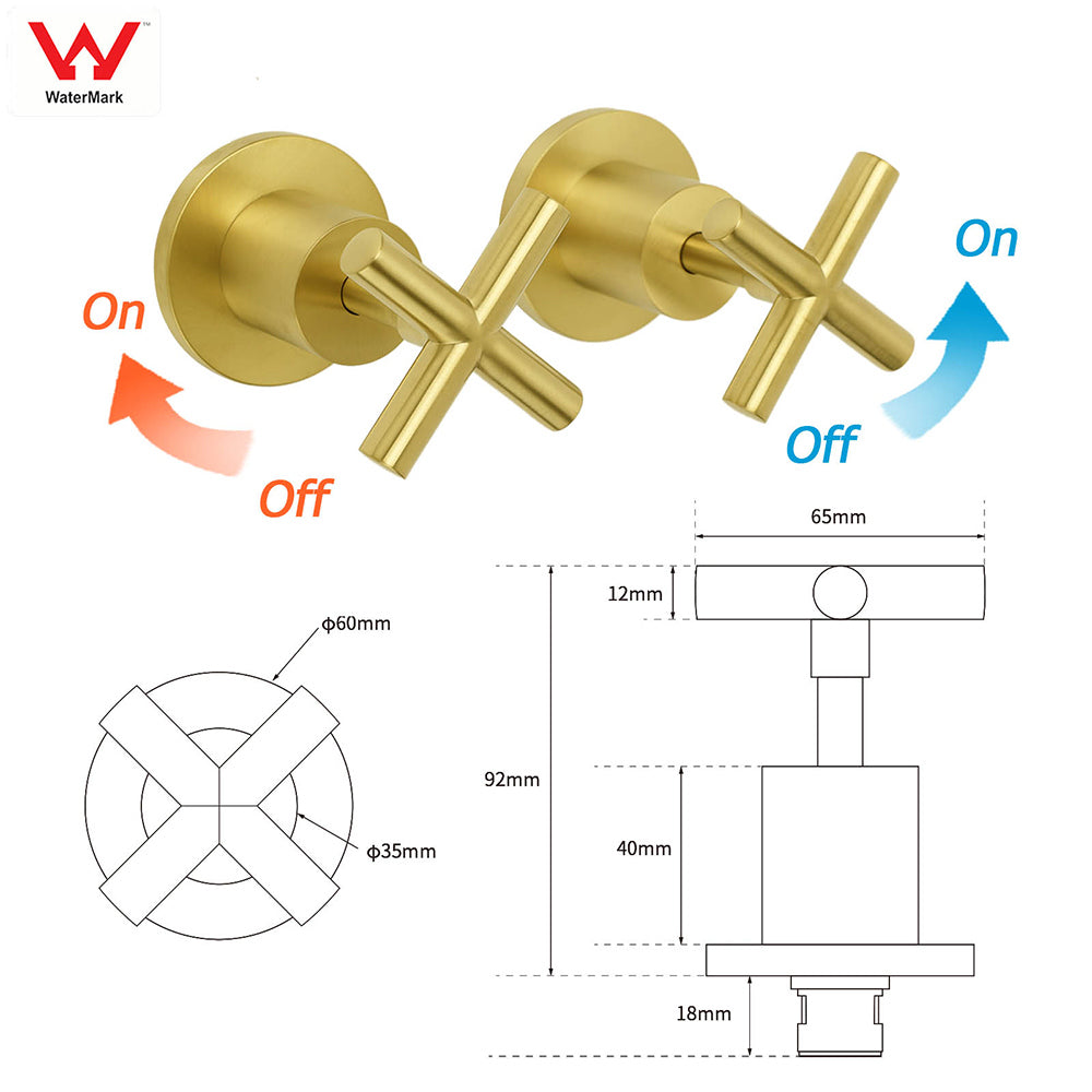 Vortaz Basin Mixer Tap 1/4 Turn Twin Handles Brushed Gold