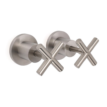 Brushed Nickel Twin Shower Taps Set Stainless Steel
