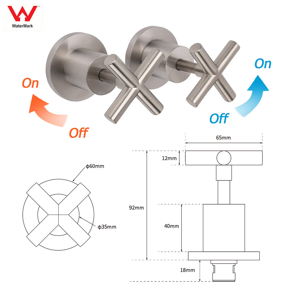 Brushed Nickel Twin Shower Taps Set Stainless Steel