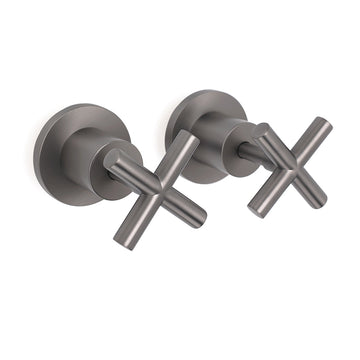 Gun Metal Twin Taps Shower Mixer with Bath Spout