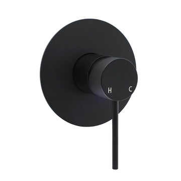 Matte Black Concealed Shower Mixer Valve with Round Lever Hot Cold Control