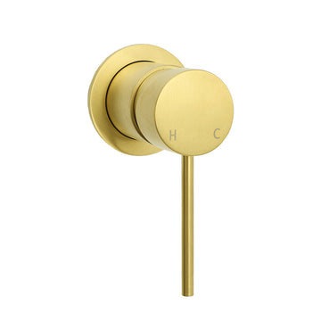Vortaz Brushed Gold Round Shower Mixer Tap Wall Mounted 60mm