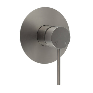 KYLINS Gun Metal Grey Round Shower Mixer Hot Cold Ceramic Cartridge Wall Mounted