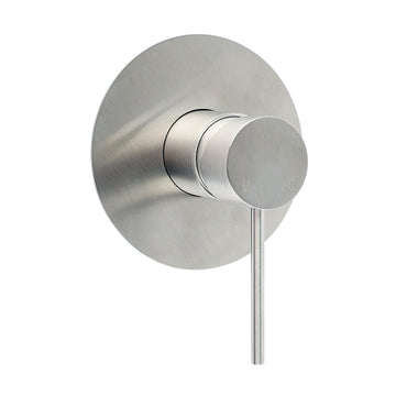 Brushed Nickel Shower Mixer Tap with Round Lever Hot Cold Control
