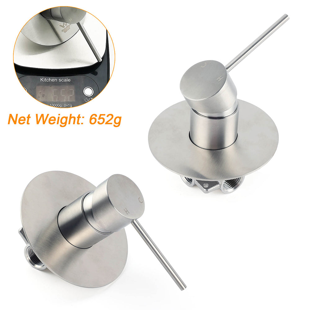 Brushed Nickel Shower Mixer Tap with Round Lever Hot Cold Control