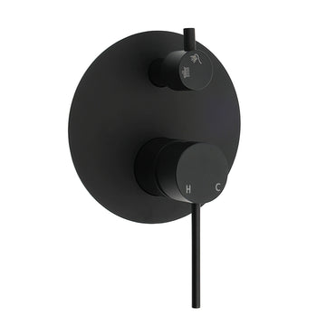 KYLINS Matte Black Round Shower Mixer Diverter Ceramic Cartridge Wall Mounted