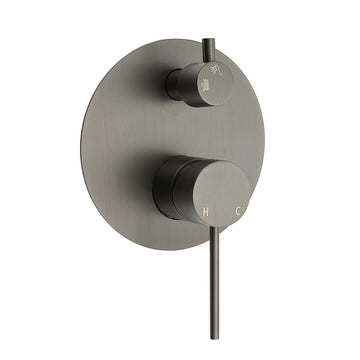 Gun Metal Round Stainless Steel Shower Mixer Diverter 35mm Ceramic