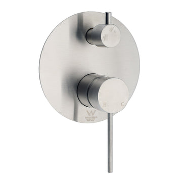 KYLINS Brushed Nickel Round Shower Mixer Diverter Ceramic Cartridge Wall Mounted