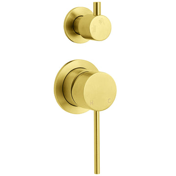 Brushed Gold Concealed Wall Shower Mixer with Diverter 35mm Ceramic