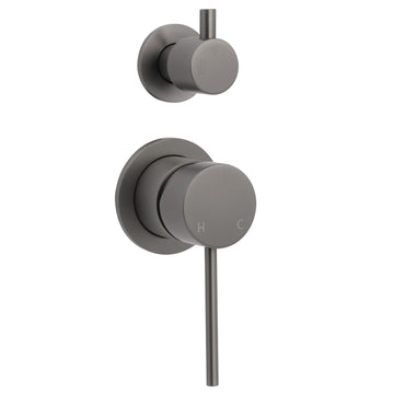 Gun Metal Gray Round Shower Mixer with 2 Way Diverter
