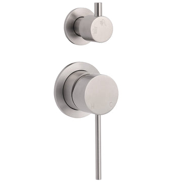 Brushed Nickel Round Shower Mixer with Diverter 35mm Stainless Steel