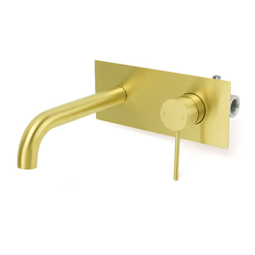 KYLINS Wall Mounted Basin Mixer Tap Brushed Gold Round Bathroom Faucet