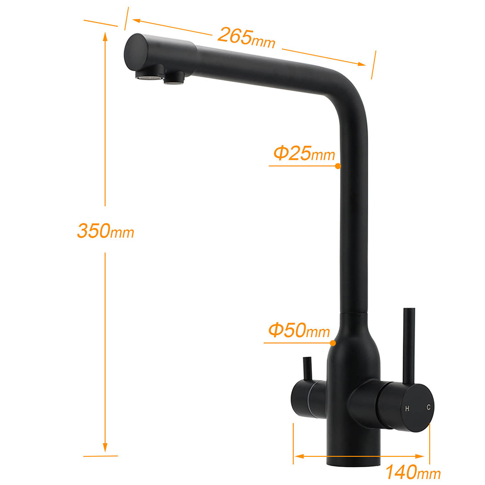 3 Way Pull-Out Kitchen Mixer Tap Pure Water Black 5 Star