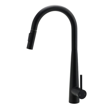KYLINS Matt Black Pull Out Kitchen Mixer Tap 2-Way Spout
