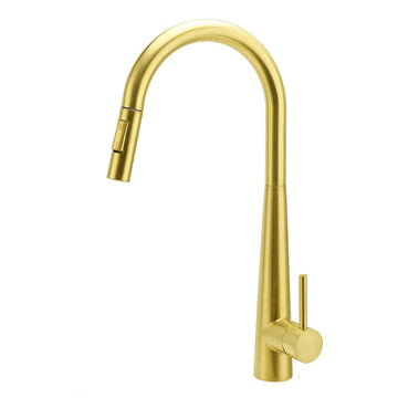 KYLINS Pull Out Kitchen Mixer Tap 2 Spray Modes Stainless Steel Brushed Gold