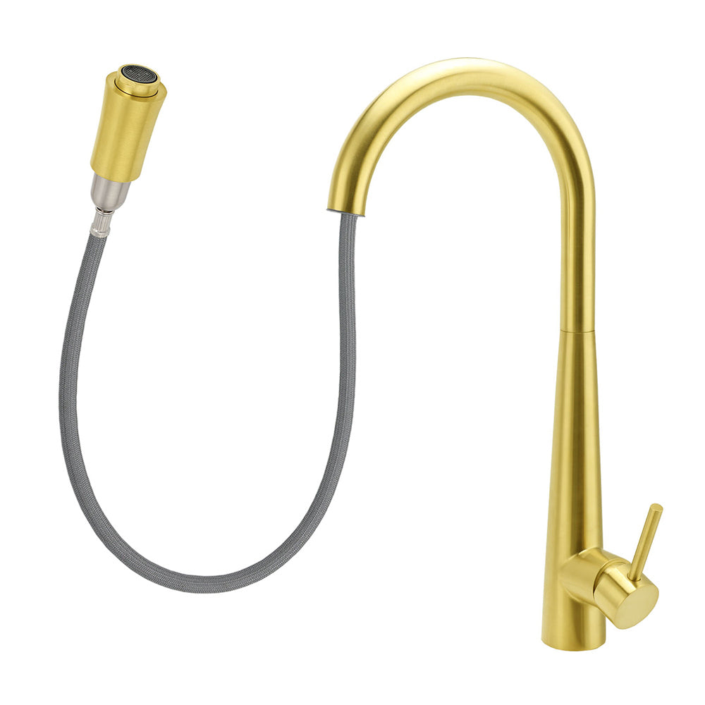 KYLINS Pull Out Kitchen Mixer Tap Brushed Gold Stainless Steel