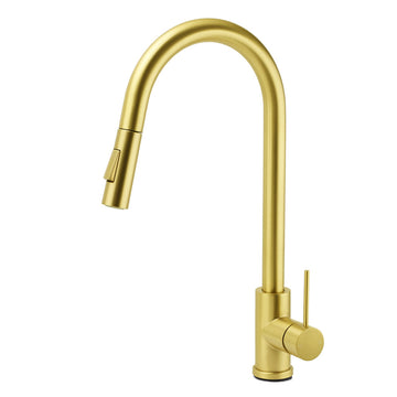 2 Way Pull-Out Kitchen Mixer Tap Brushed Gold 6 Star