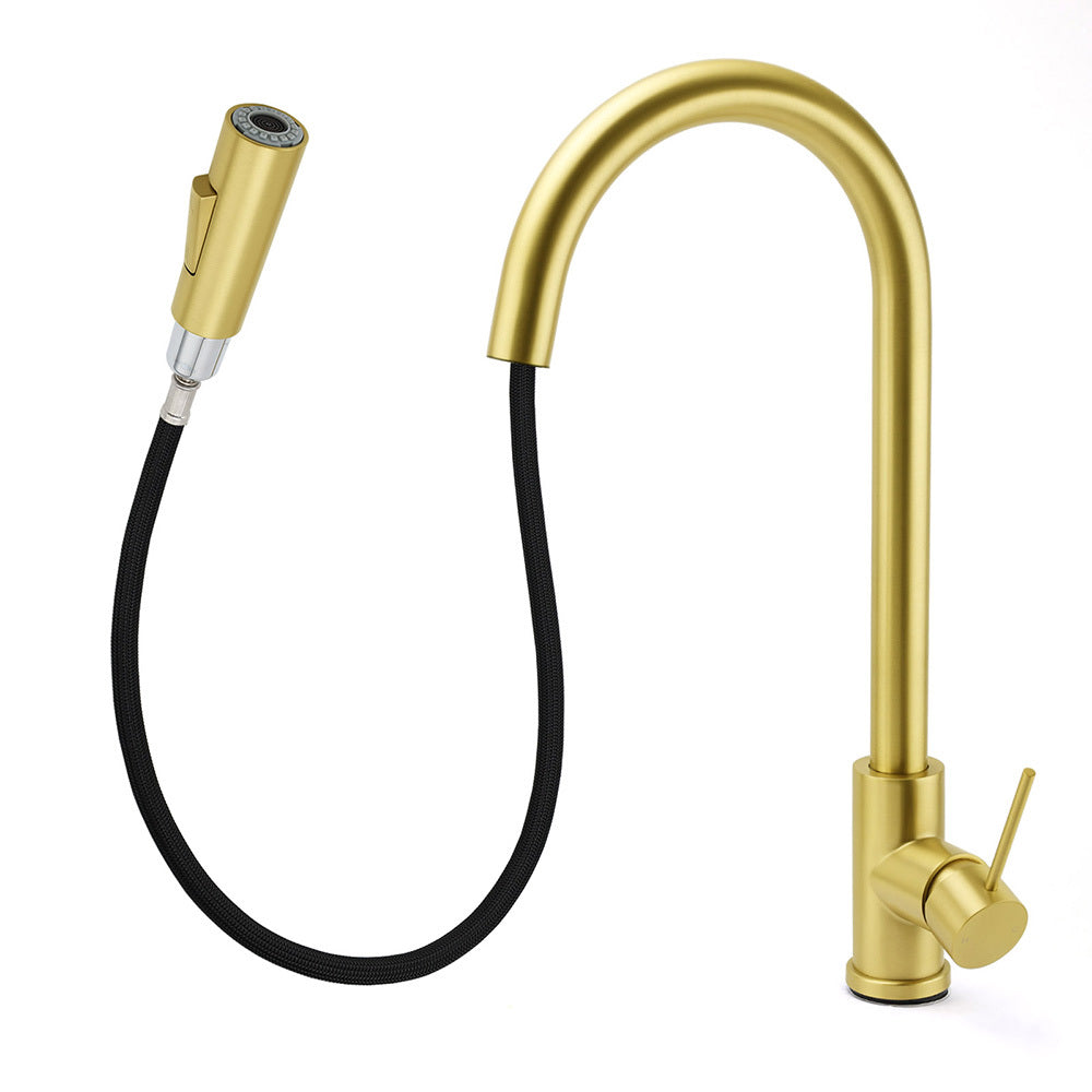 2 Way Pull-Out Kitchen Mixer Tap Brushed Gold 6 Star