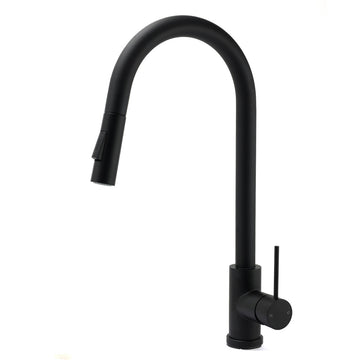 KYLINS Matt Black Pull-Out Kitchen Mixer Tap 2 Spray Modes WELS 6 Star