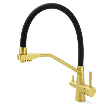 KYLINS Brushed Gold 3-Way Kitchen Mixer Tap Filtered Drinking Water SS304