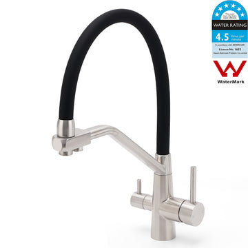 3 Way Kitchen Mixer Tap with Pure Drinking Water Faucet Brushed Nickel