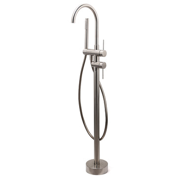 Brushed Nickel Freestanding Bathtub Filler Tap Handset Stainless Steel