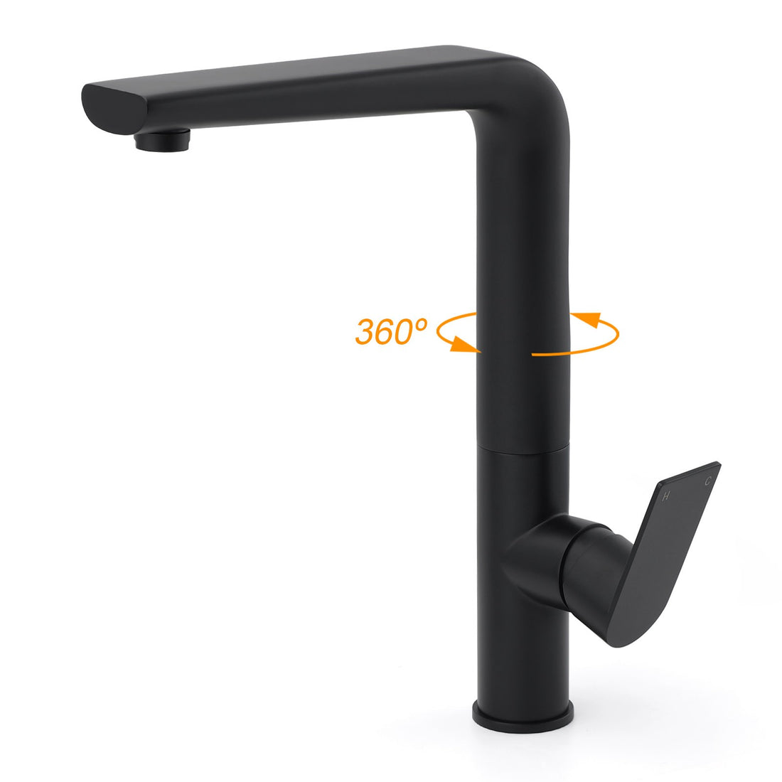 KYLINS Matt Black Round Kitchen Mixer Tap