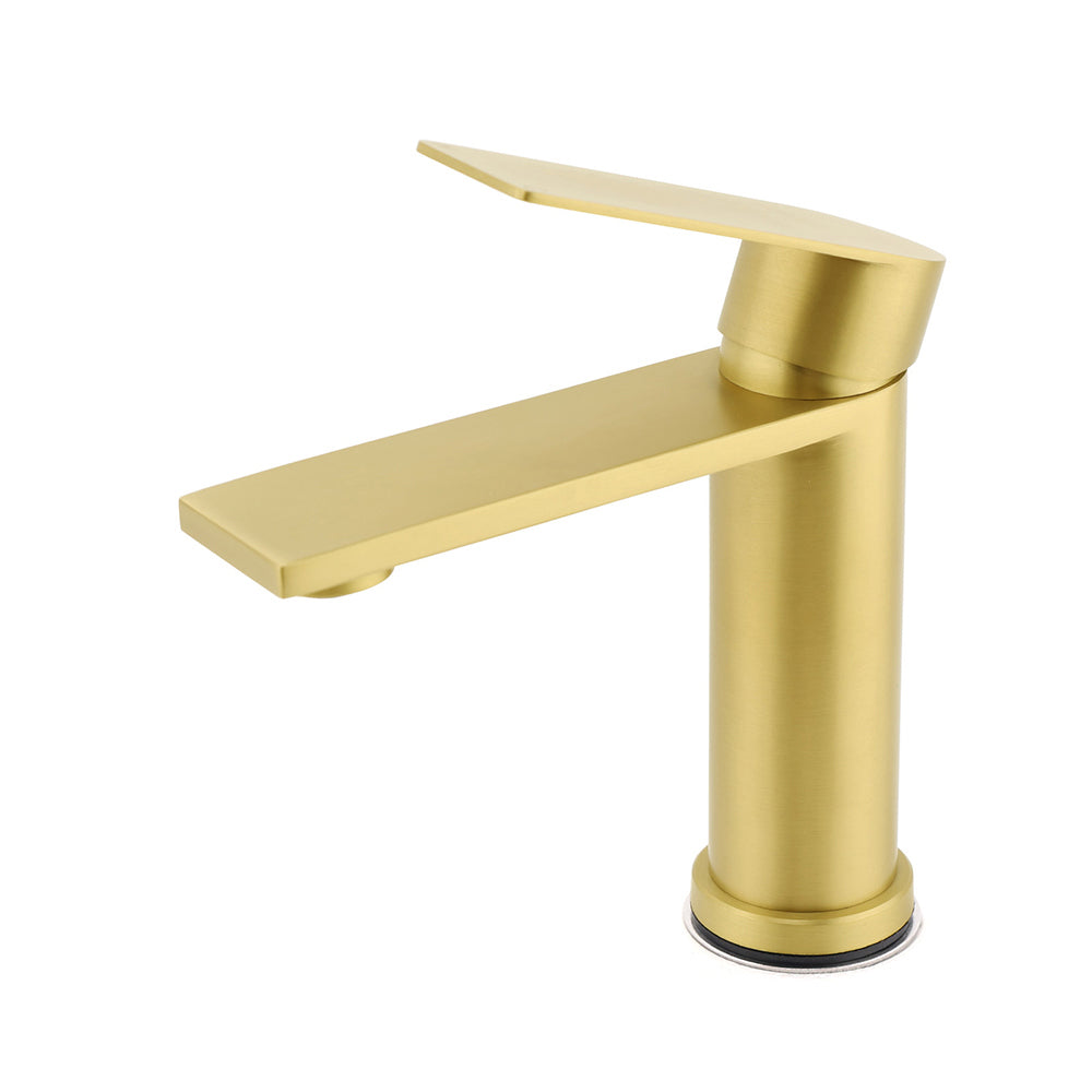 KYLINS Bathroom Basin Mixer Tap Deck Mount Stainless Steel Brushed Gold