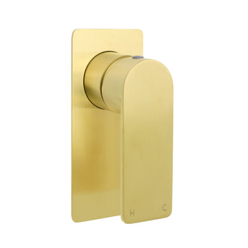 Brushed Gold Rectangle Shower Mixer Tap with Ceramic Cartridge