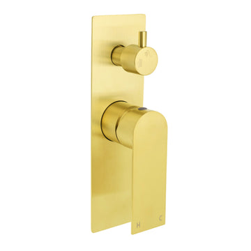 Brushed Gold Square Concealed Shower Mixer Diverter Wall Mounted