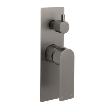 Gun Metal Grey Square Shower Mixer Diverter with 2 Way Switch