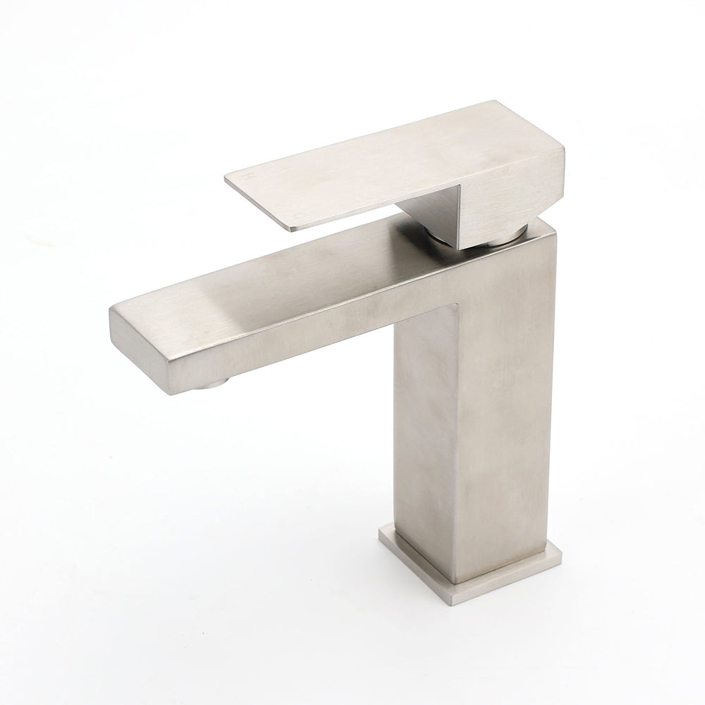 KYLINS Classic Basin Mixer Tap Square Stainless Steel Brushed Nickel