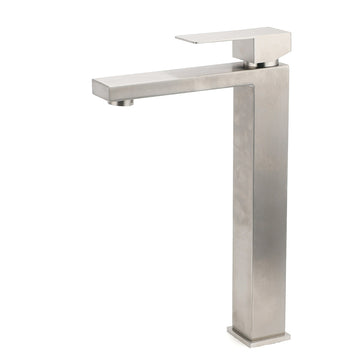 Square Tall Basin Mixer Tap Brushed Nickel 5 Star