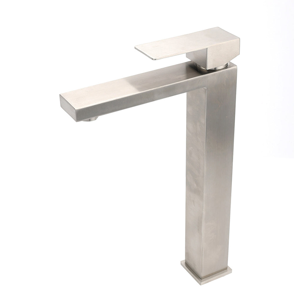 Square Tall Basin Mixer Tap Brushed Nickel 5 Star