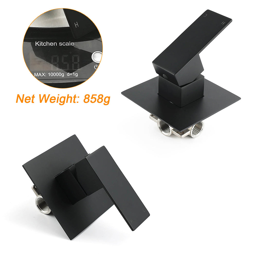 Vortaz Matt Black Square Shower Mixer Tap Wall Mounted Stainless Steel