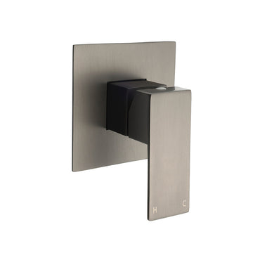 Vortaz Gun Metal Square Shower Mixer Tap Wall Mounted Stainless Steel