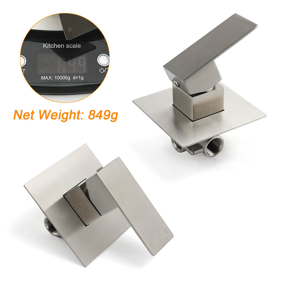 Brushed Nickel Square Shower Mixer Tap Lead Free 35mm Ceramic